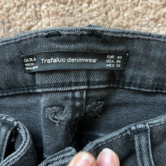 Zara Trafaluc Denim Black Skinny Embroidered Jeans - Picture 5 of 7